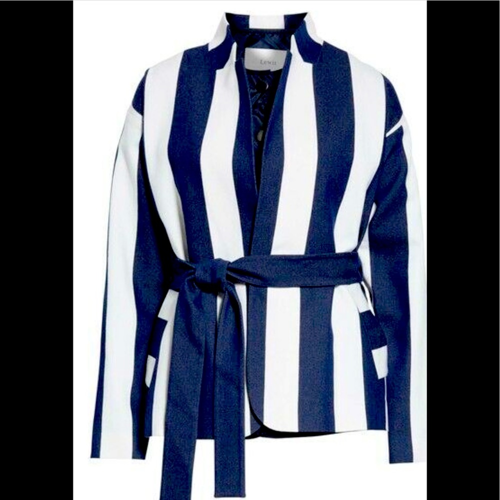 Lewit Strip Tie Waist Blazer with Vest insert